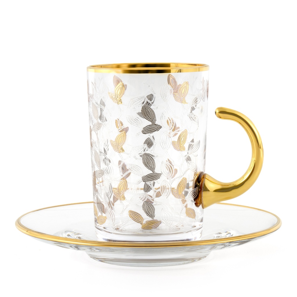 Gold/Silver Leaves Tea Cup Set - 12pcs