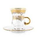 Gold/Platinum Tea Cup Glass Handle Set - 12pcs
