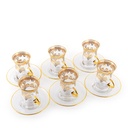 Gold/Platinum Tea Cup Glass Handle Set - 12pcs