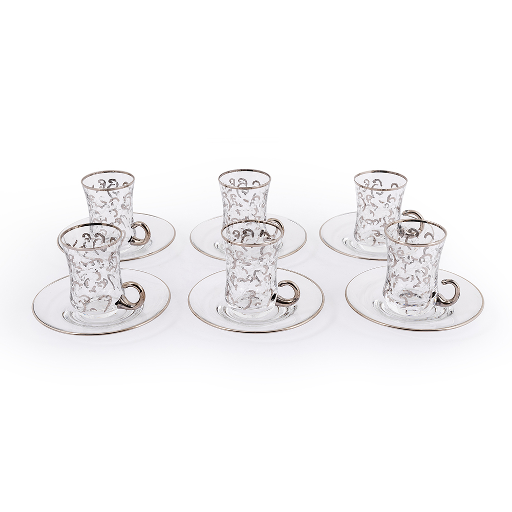 6 pcs.tea cup set 12 271 (glass handle)