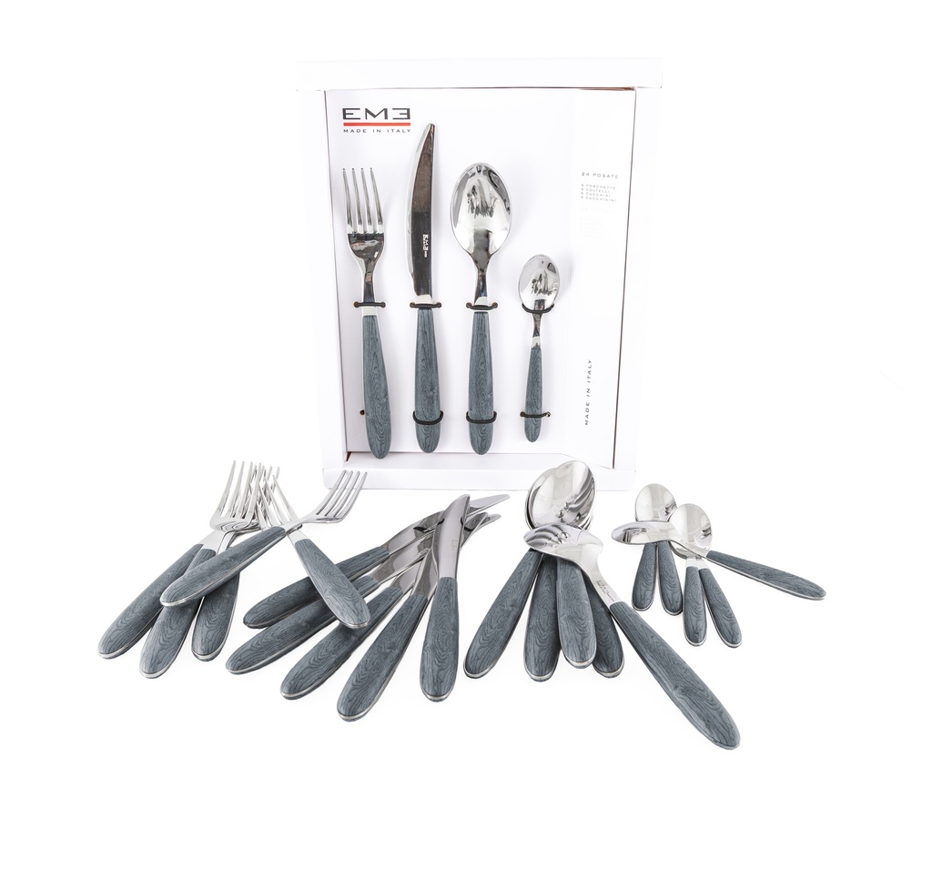 24 PCS CUTLERY SET WINDOW BOX VERO OLMO GRIGIO