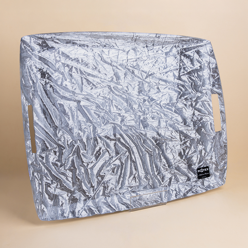 PLATEAU ACRYLIC  54*43 ANSES OLD SILVER