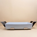 Rectangular dish cm 36x24,5 h6 with stainless steel holder cm 49x33 h. 10