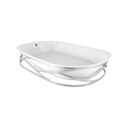 Trama Stainless Steel l Large Serving Dish Holder W/ Porcelain