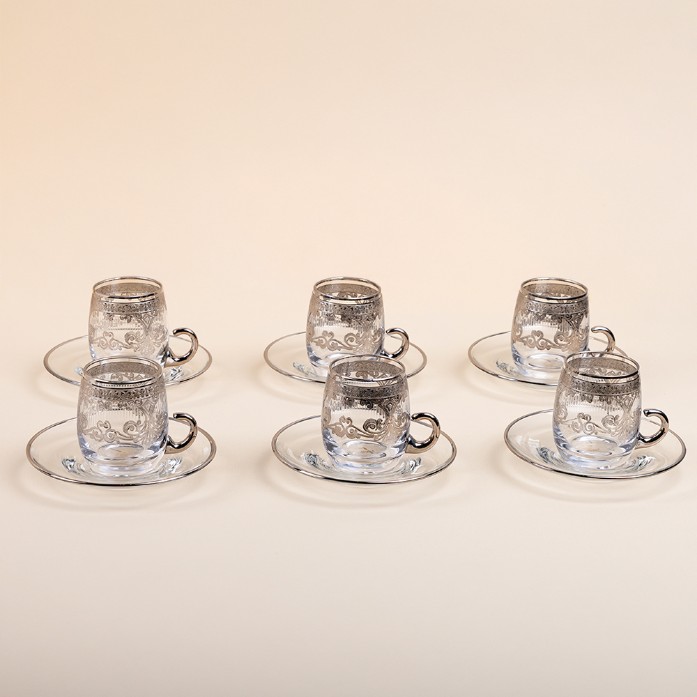 6 pcs.tea cup set 12 263 (glass handle)