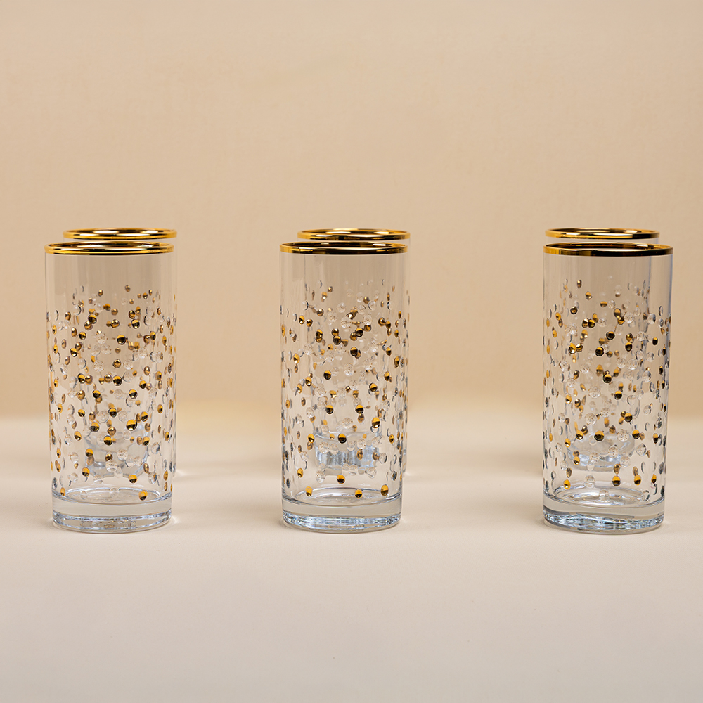 Royal Gold Tall Water Glass Set - 6pcs