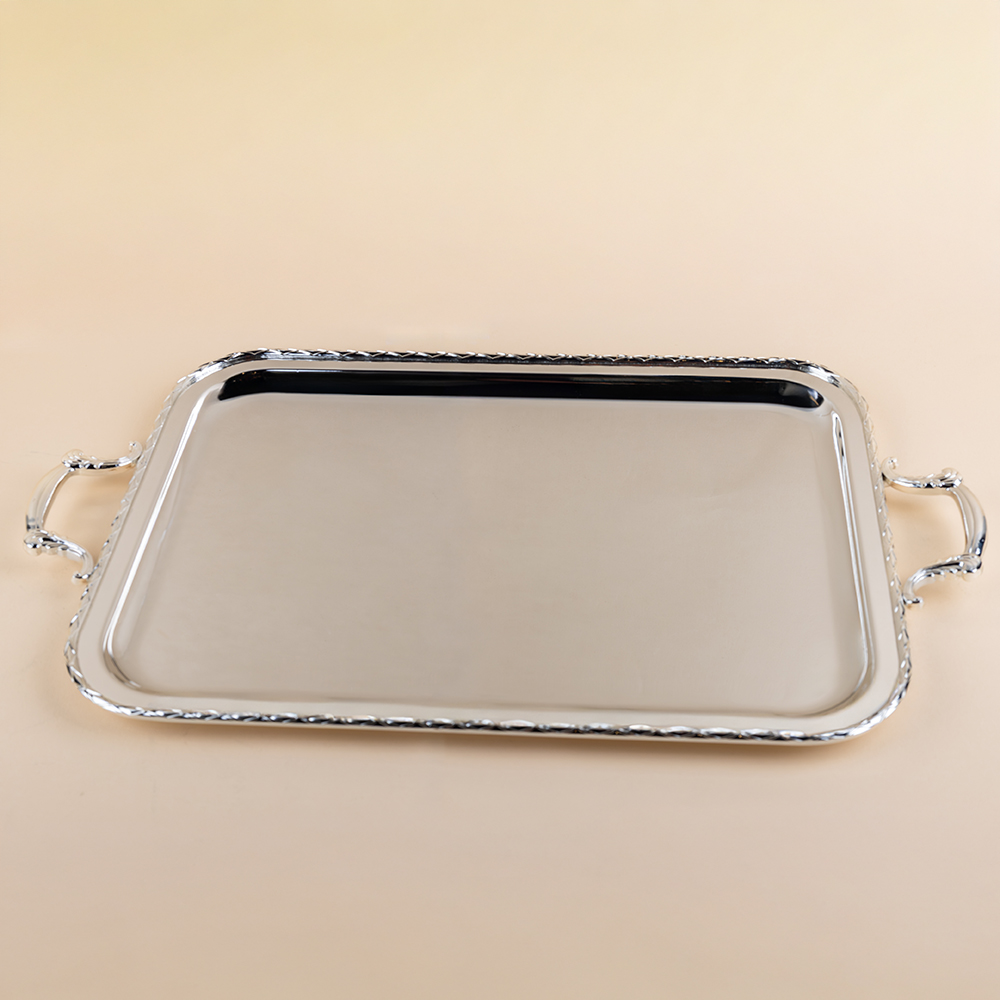 Silver Rectangle Tray with Rope Edge - 565*310mm