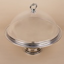 Iron lacquer silver plated 300 mm dia.round dish with stand & with acrylic