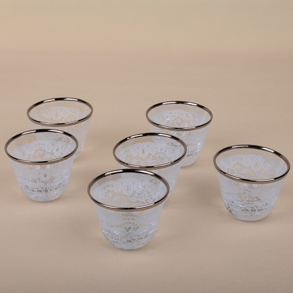 Dantel White Platin Arabic Coffee Set - 6pcs