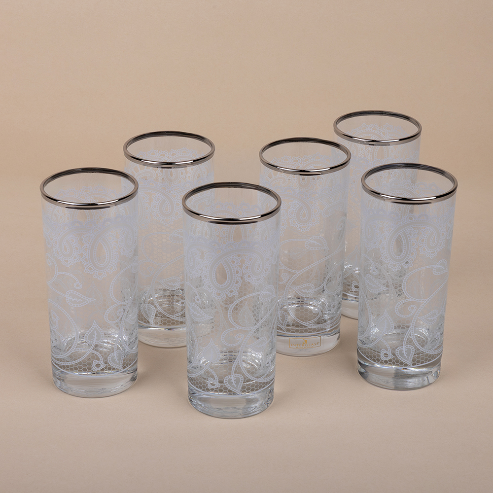Dantelle White Platin Tumbler Glass Set - 6pcs