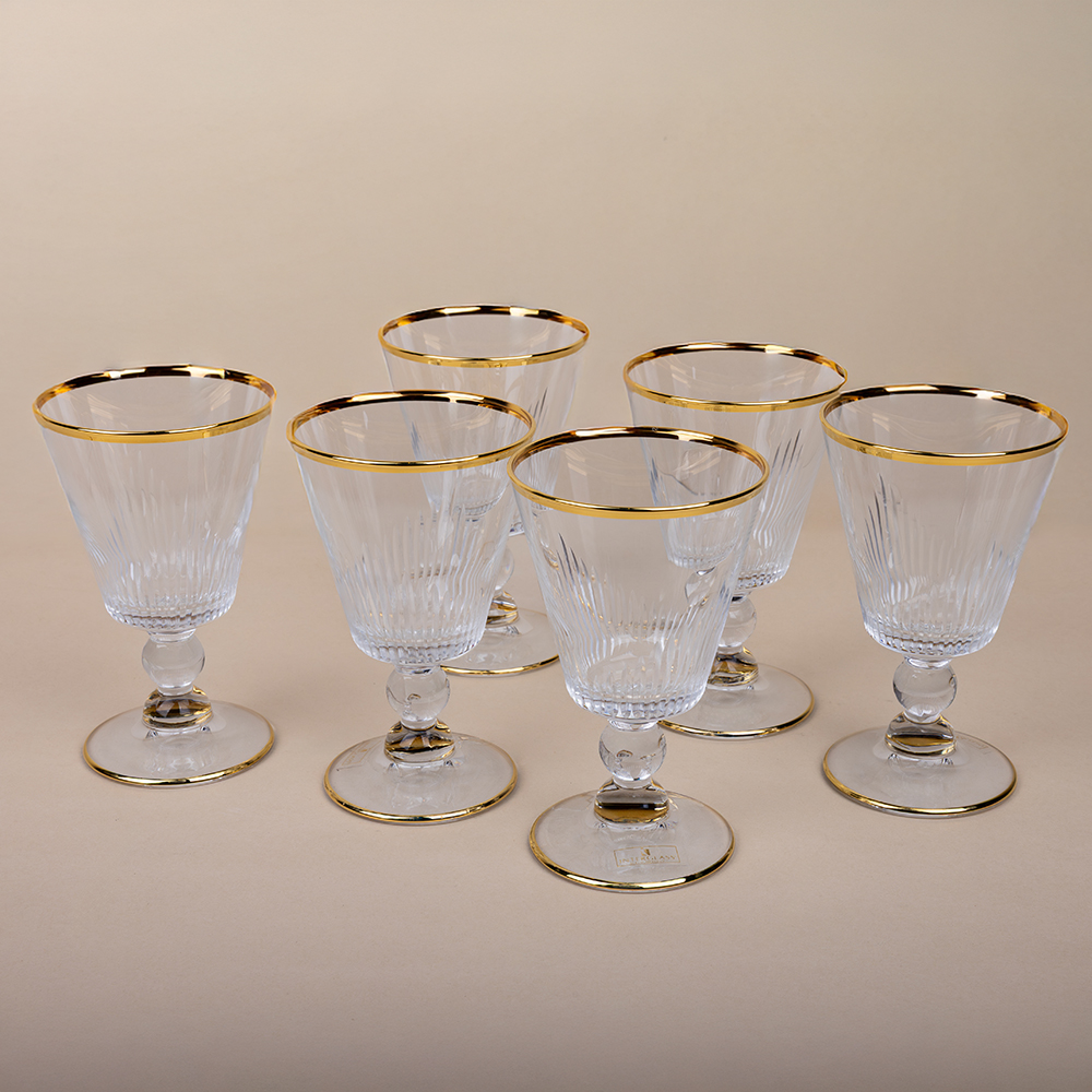 Rubens Cut Milano Gold Glass Set - 6pcs