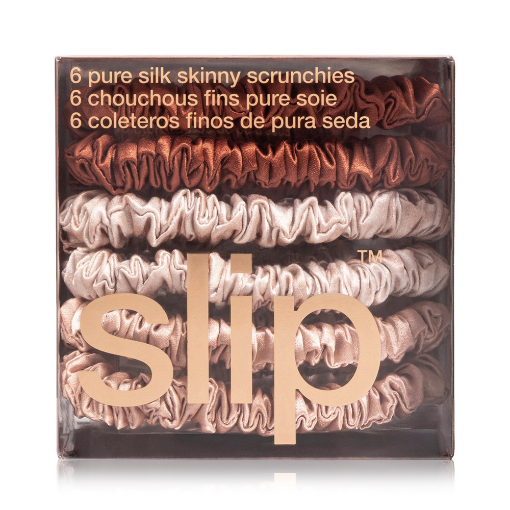 Pure Silk Skinny Scrunchie Set - 6pcs  