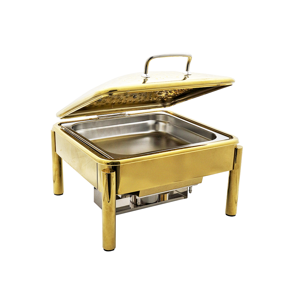 Square Chafing Dish Mechanical Damping 6Ltr Gold