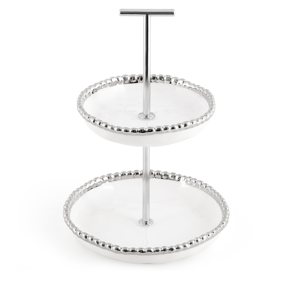 Salerno Mini 2-Tier Stand - White/Silver