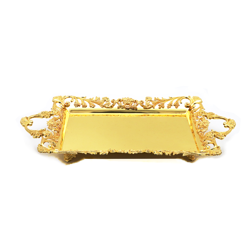 Rectangle Tray Gold Plated with Handles