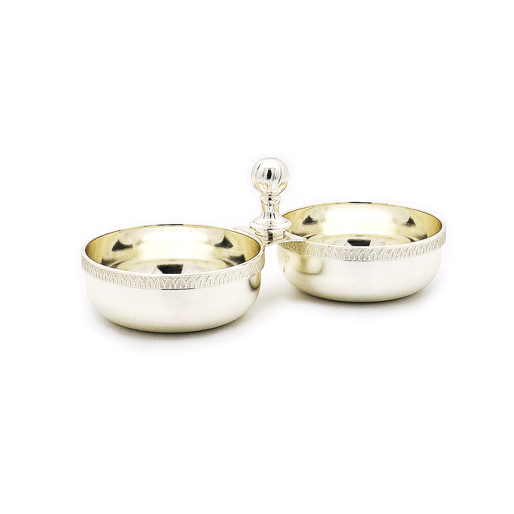Two Attached Round Bowls - Silver