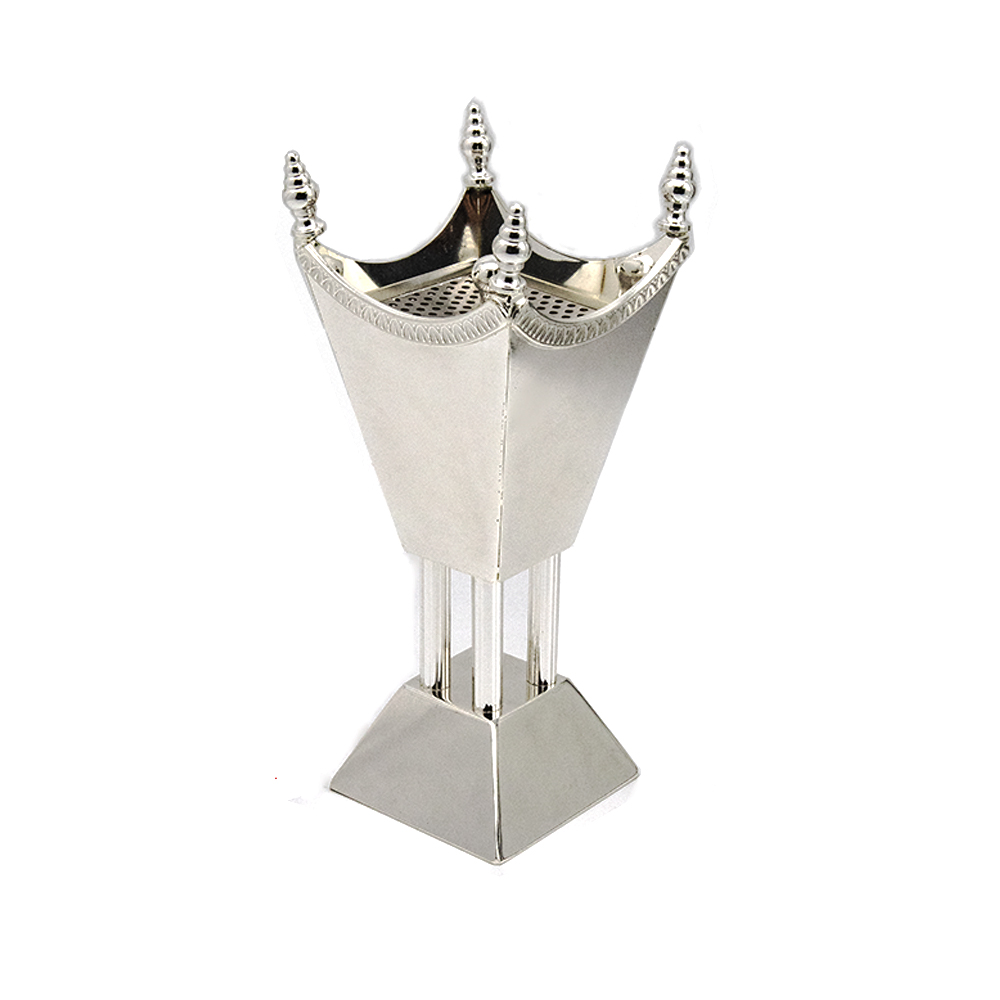 Iron Silver Plated Incense Burner with Arch Design