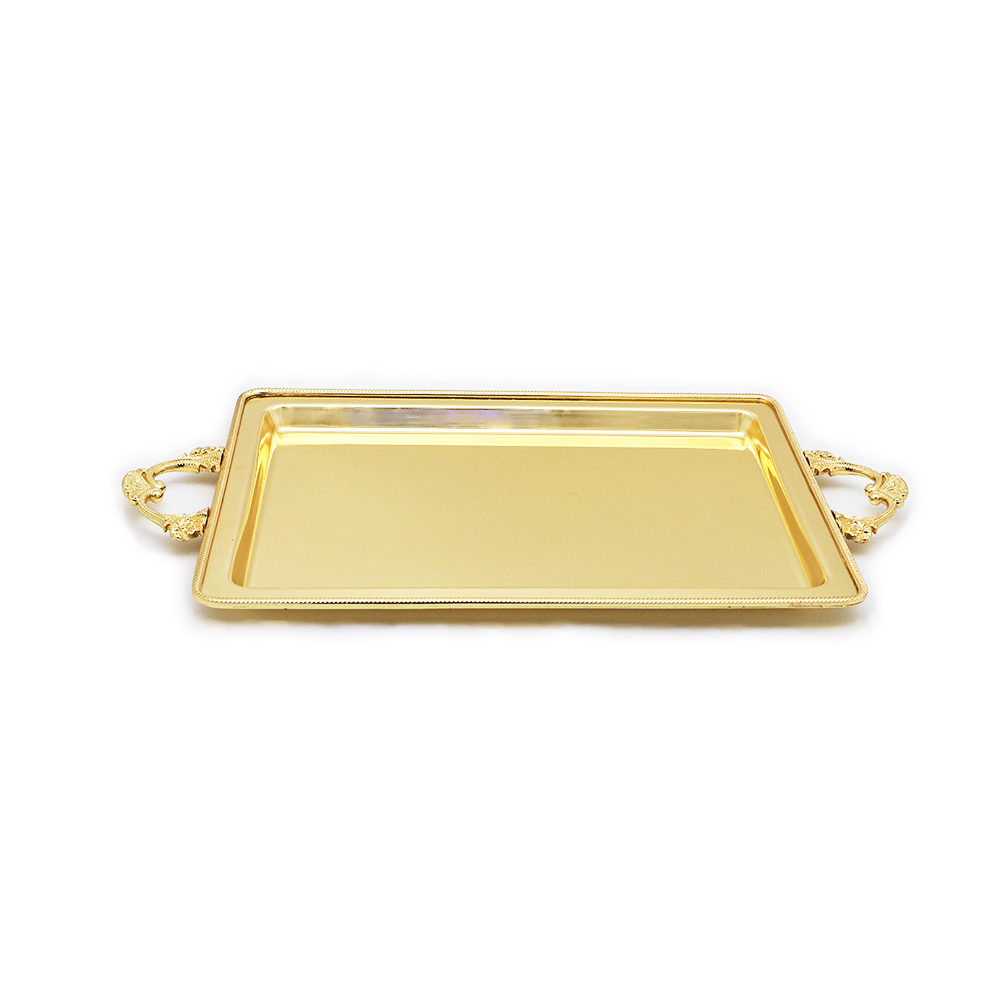 Medium Rectangular Serving Tray with Handles - Gold