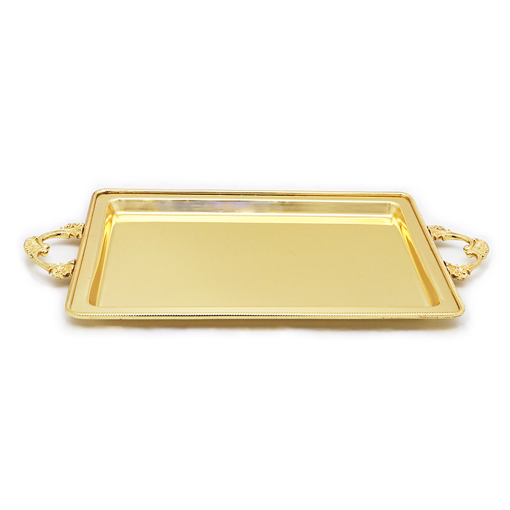 Large Rectangular Serving Tray with Handles - Gold