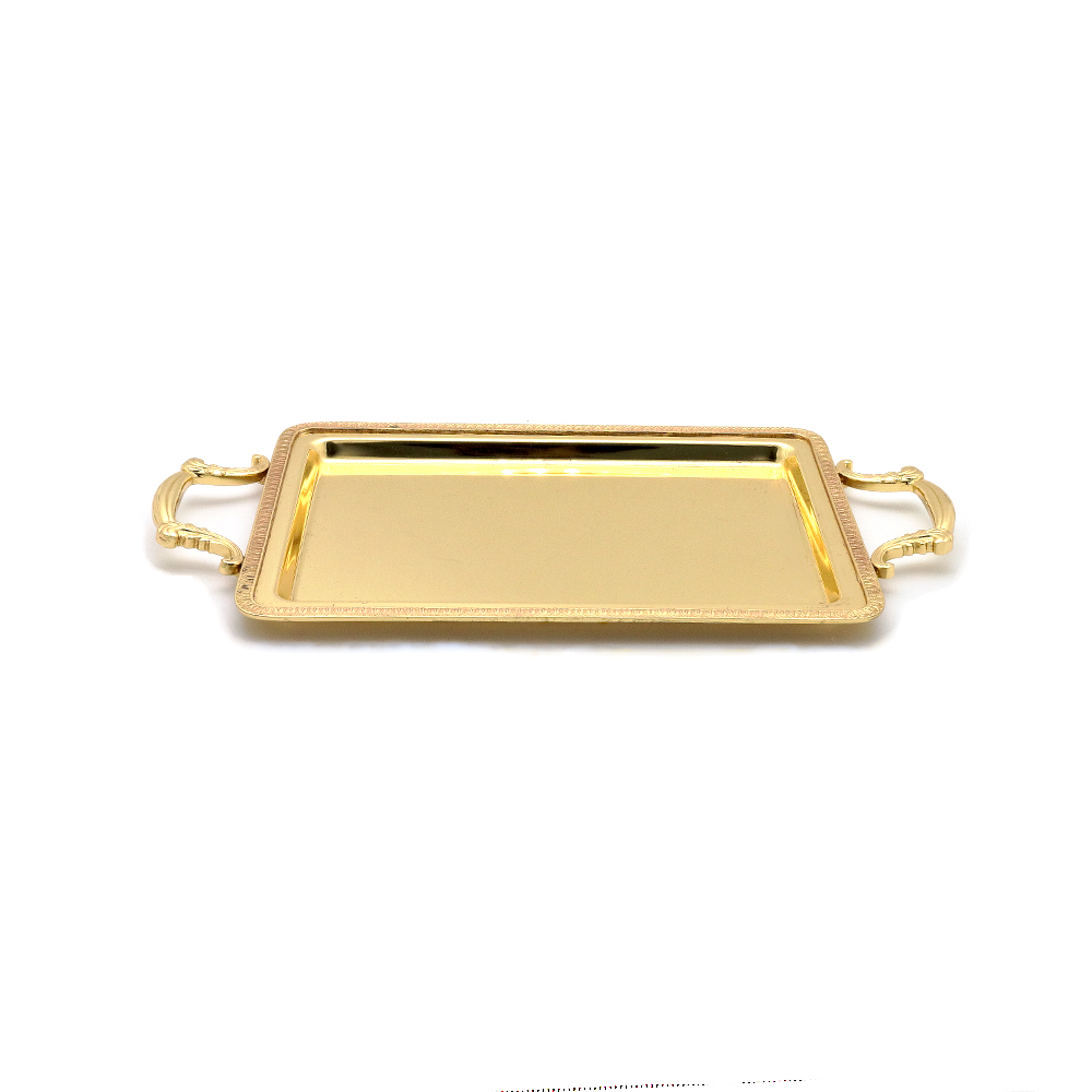 Large Rectangular Serving Tray with Cover - Gold 