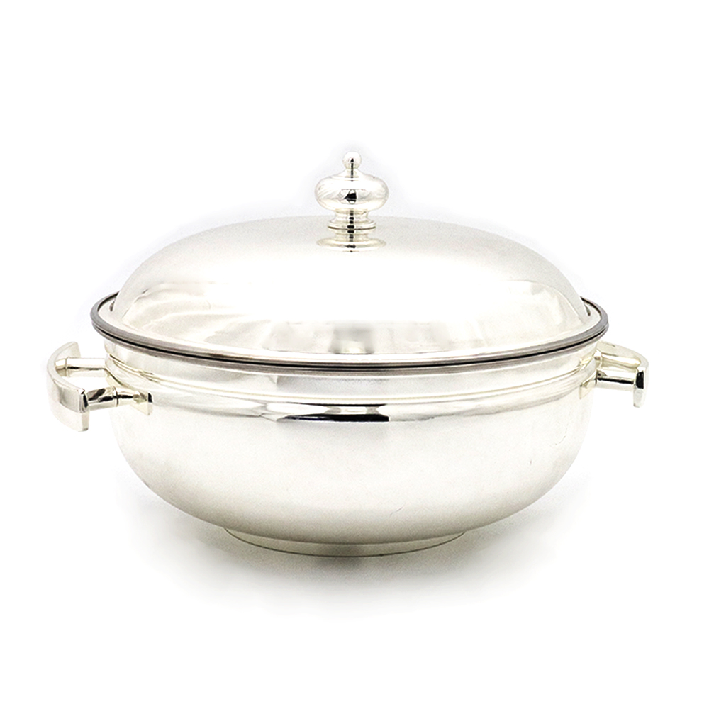 Silver Plated Plain Bowl With Cover - 42cm
