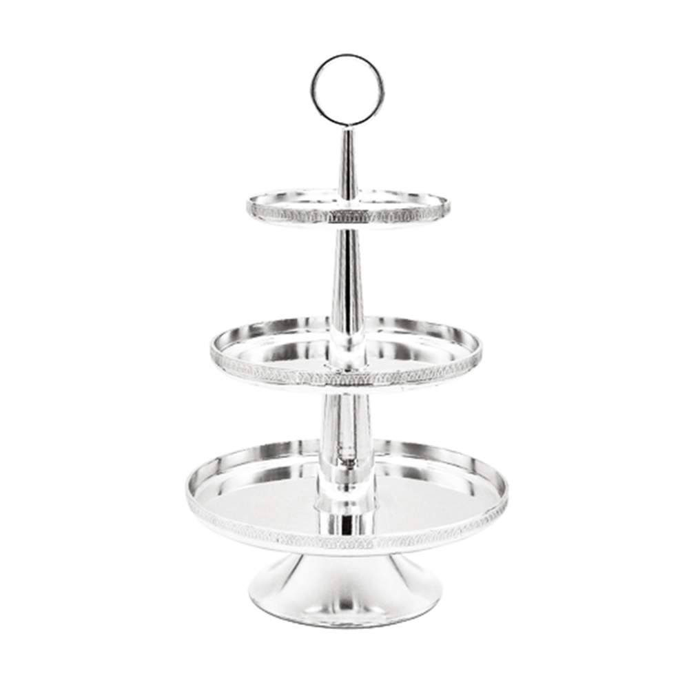 Silver Plated Metal 3 Tier Round Cake Stand