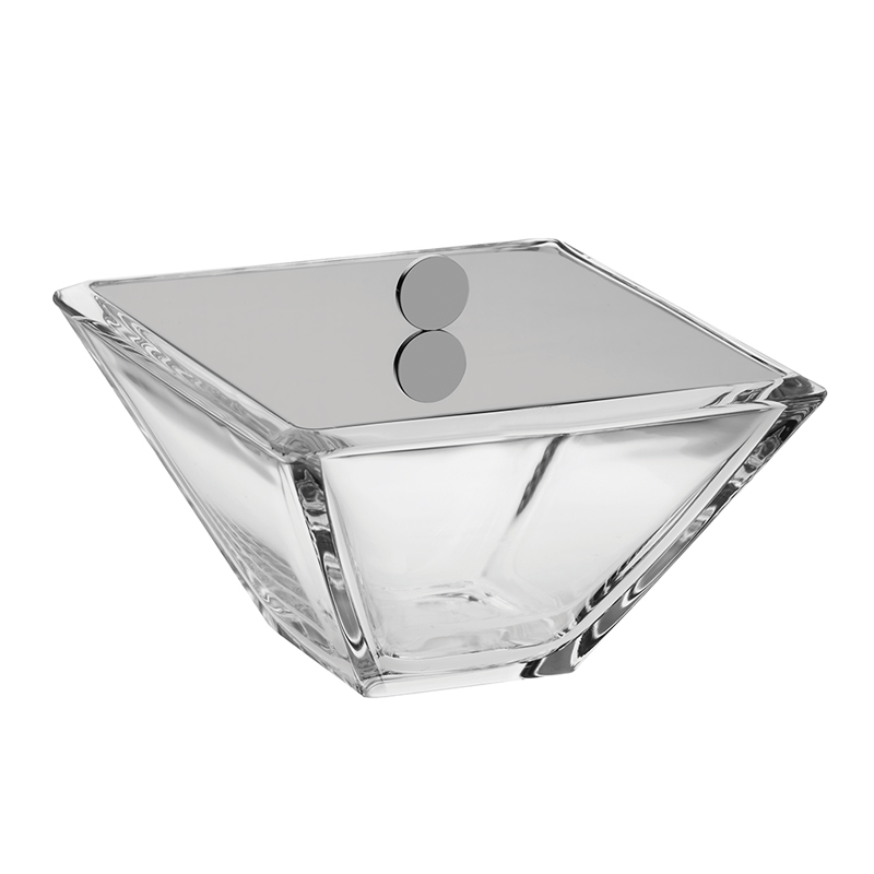 Square Glass Bowl with Stainless Steel Lid