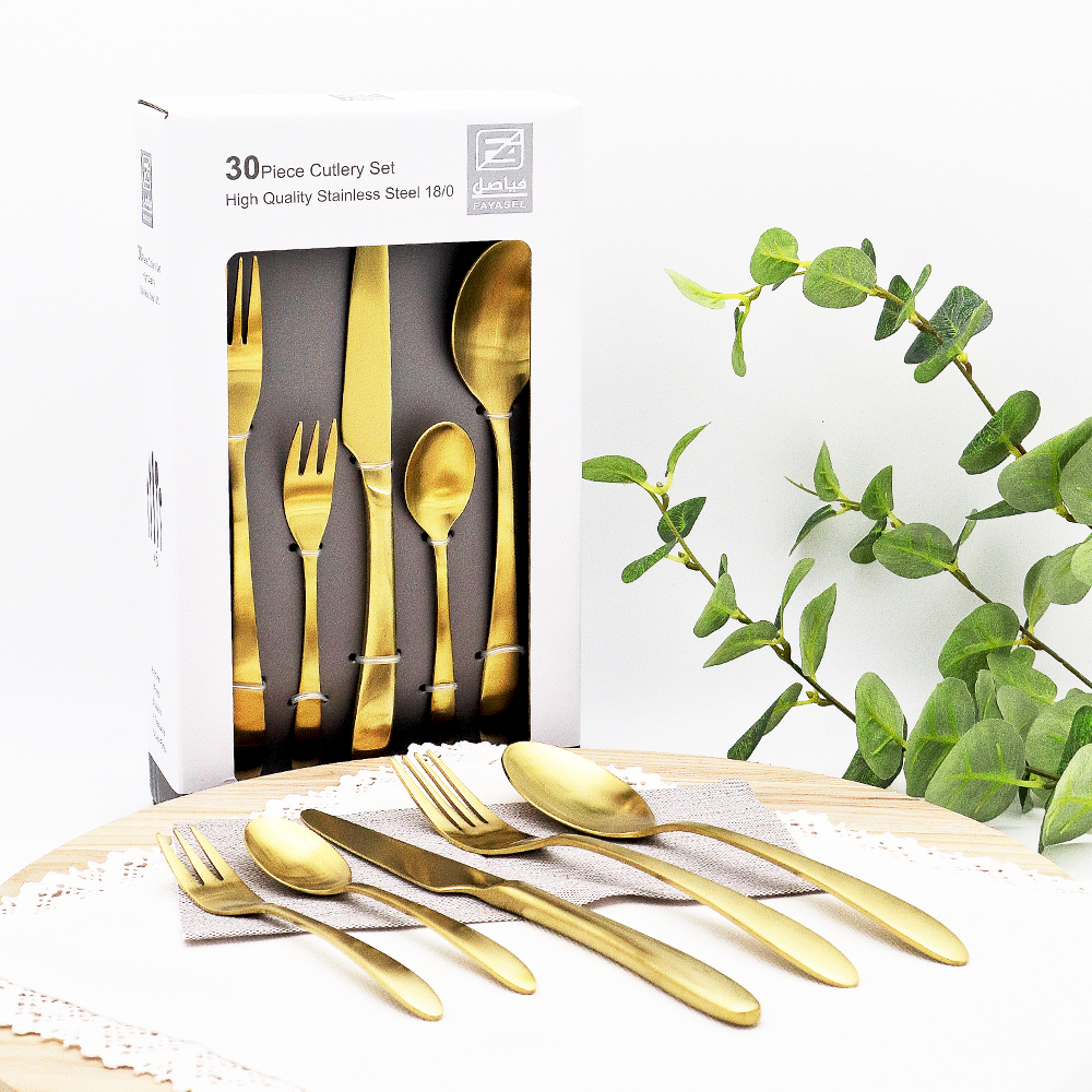Stainless Steel Gold Matte Cutlery Set - 30pcs