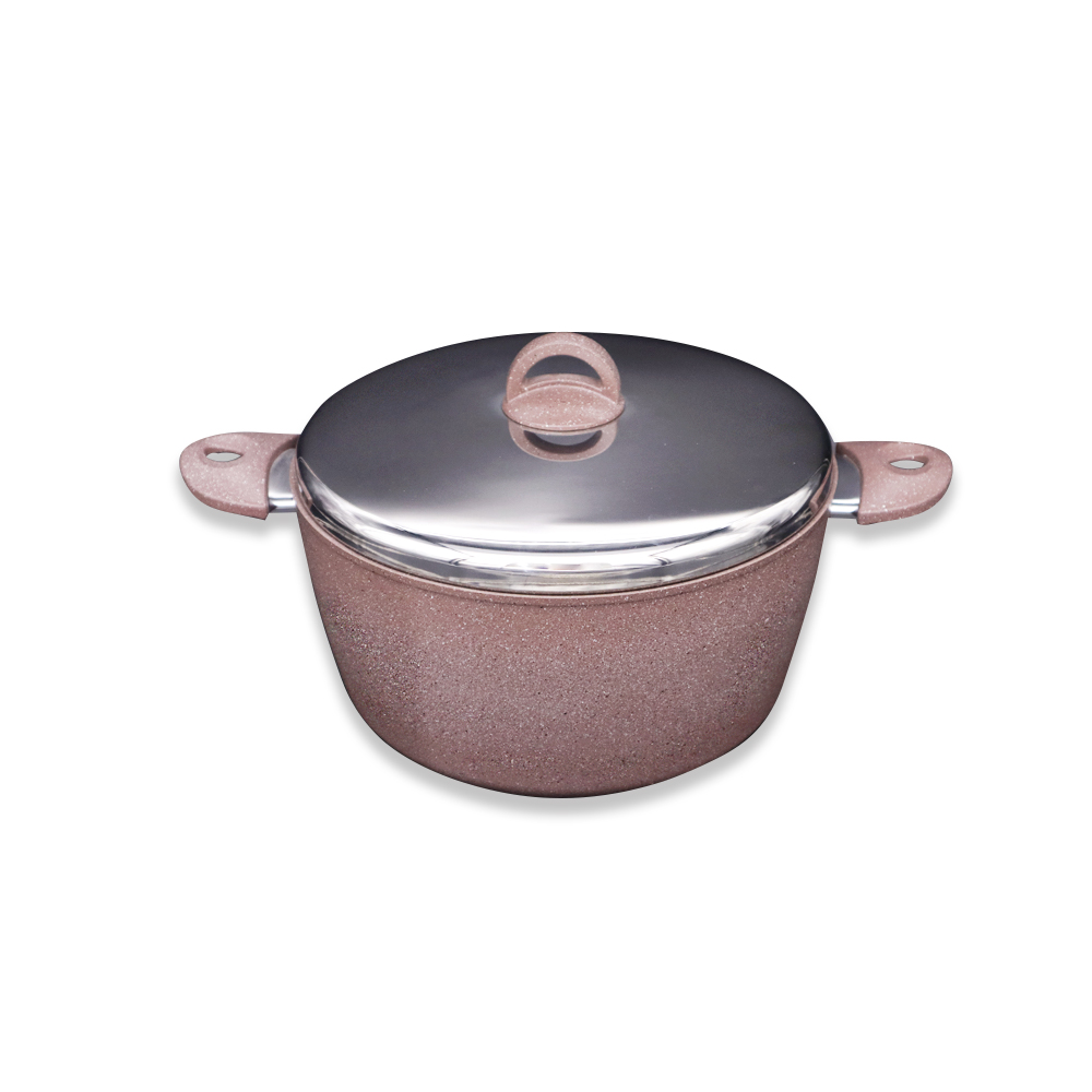 طنجرة جرانيت عميقة وغطاء ستيل بلون بنفسجي - 24سم