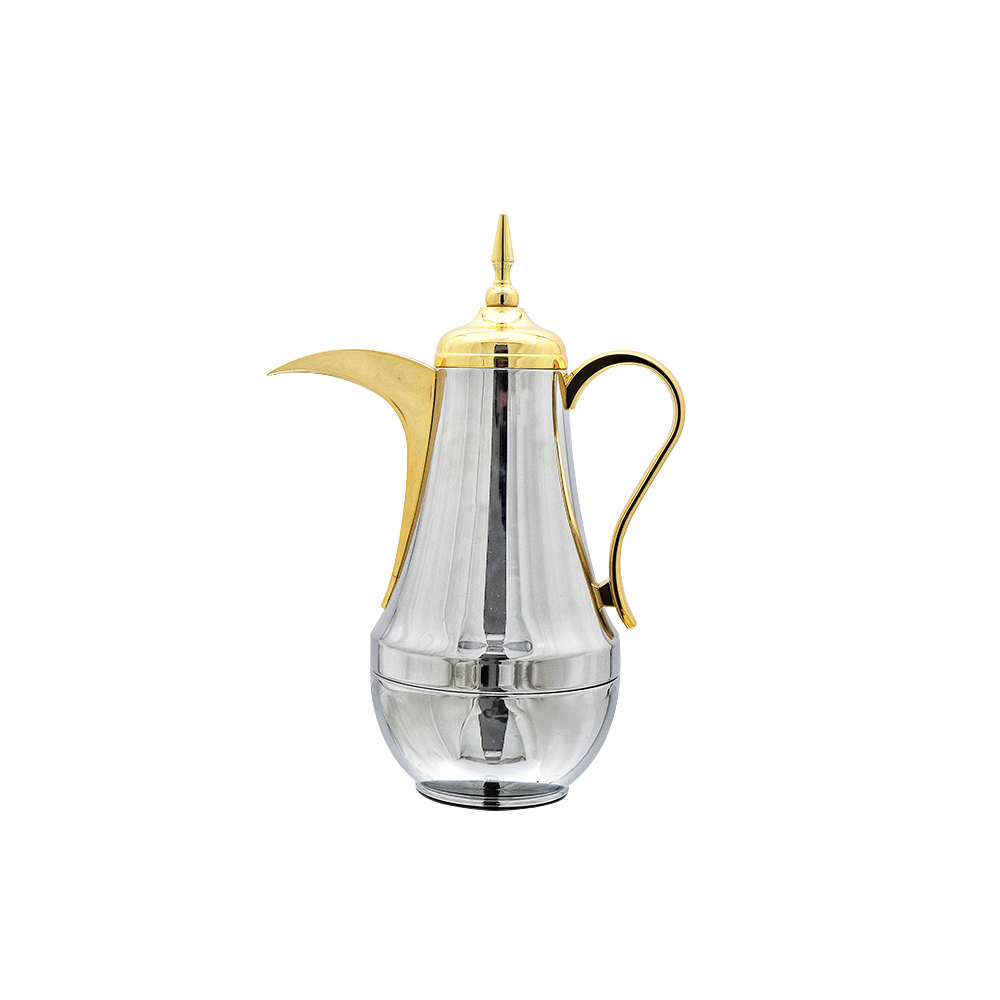 Chrome/Gold Arabic Coffee Dallah - 1L