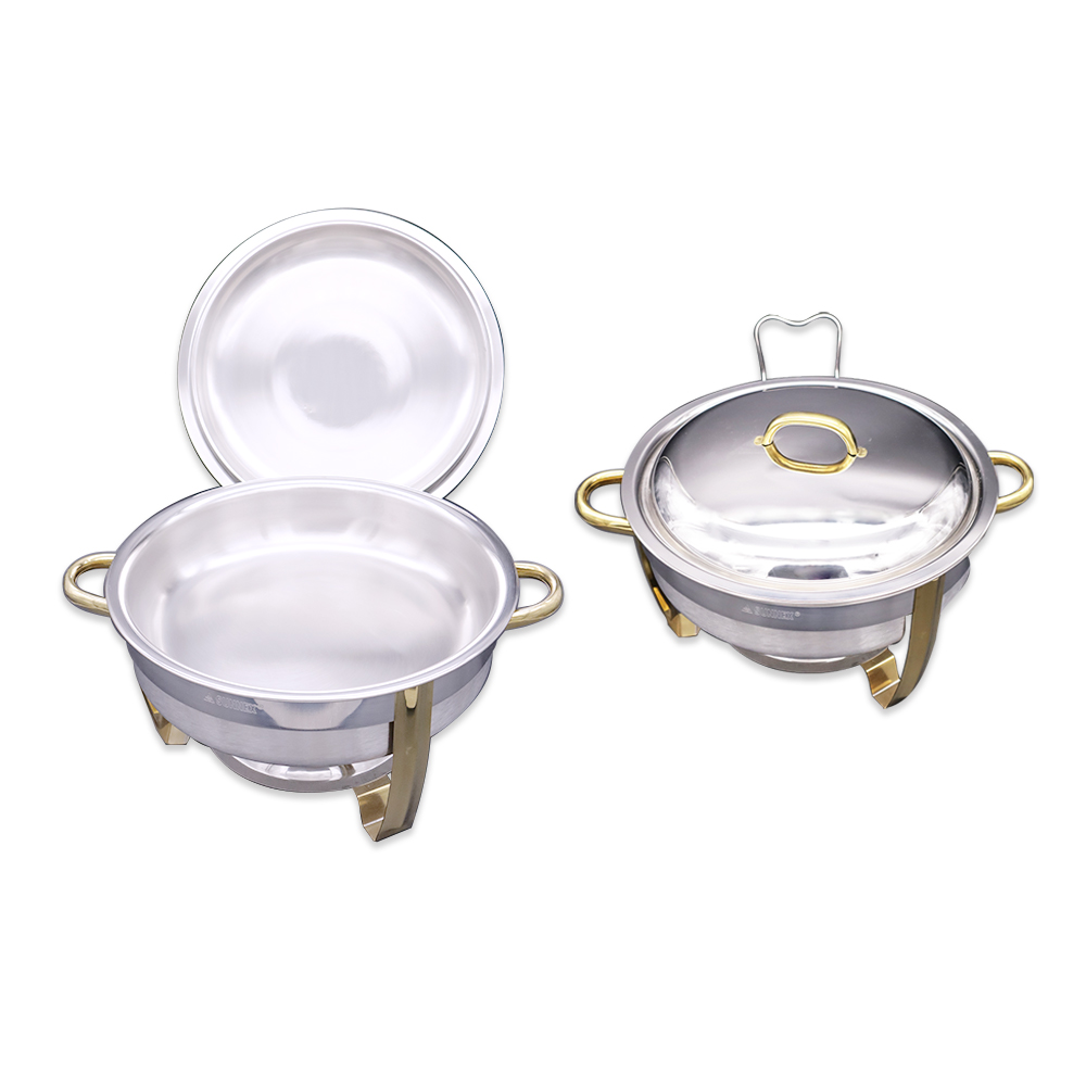 Stainless Steel Round  Gold Chafer - 6.8L