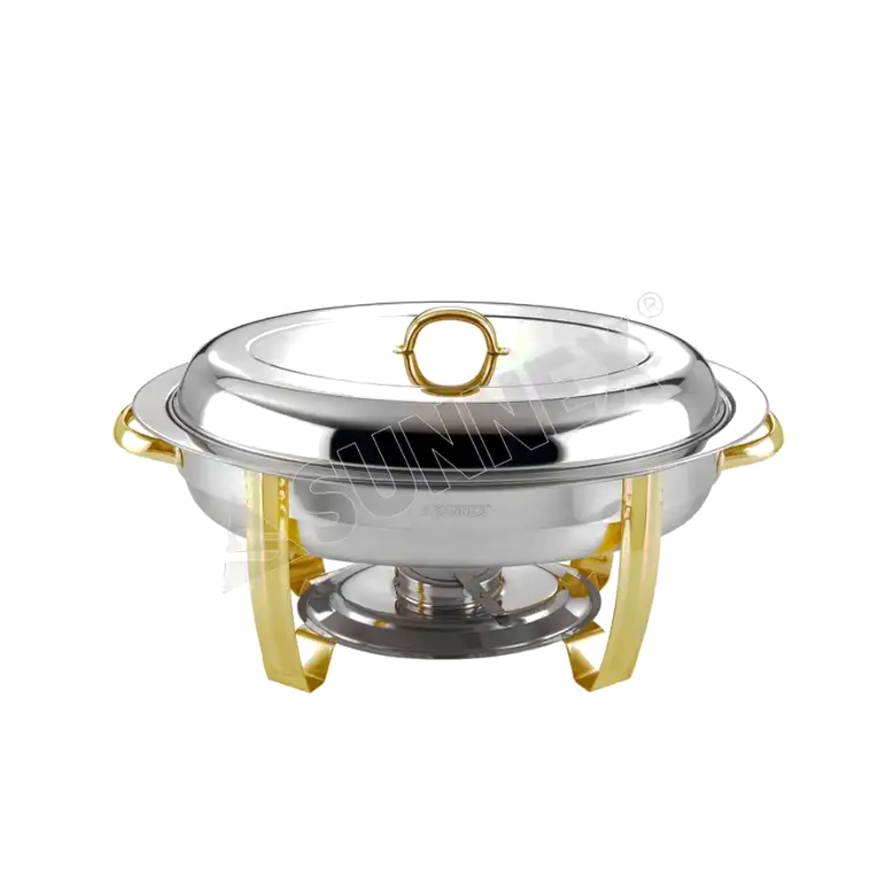 Stainless Steel Titanium Plated Oval Chafing Dish - 5.5L