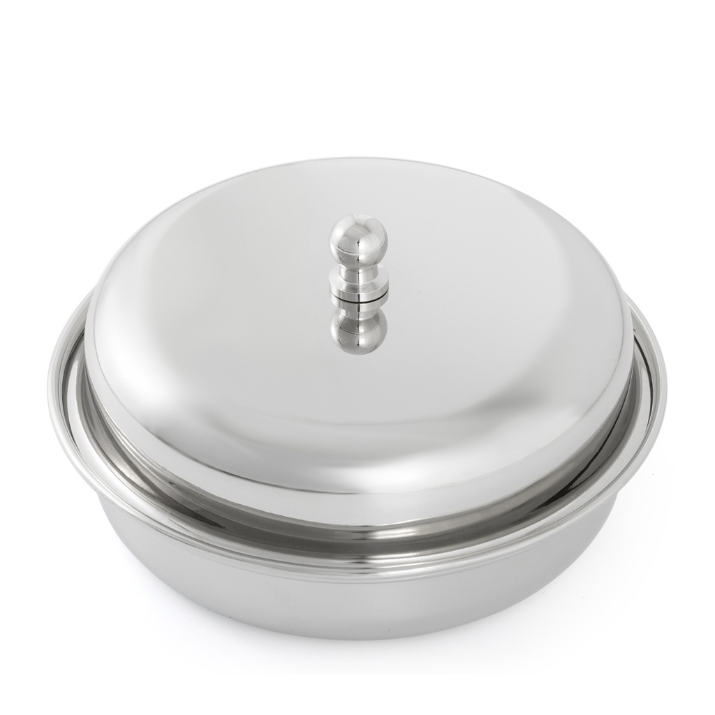 Steel Round Serving Dish with Lid - Medium