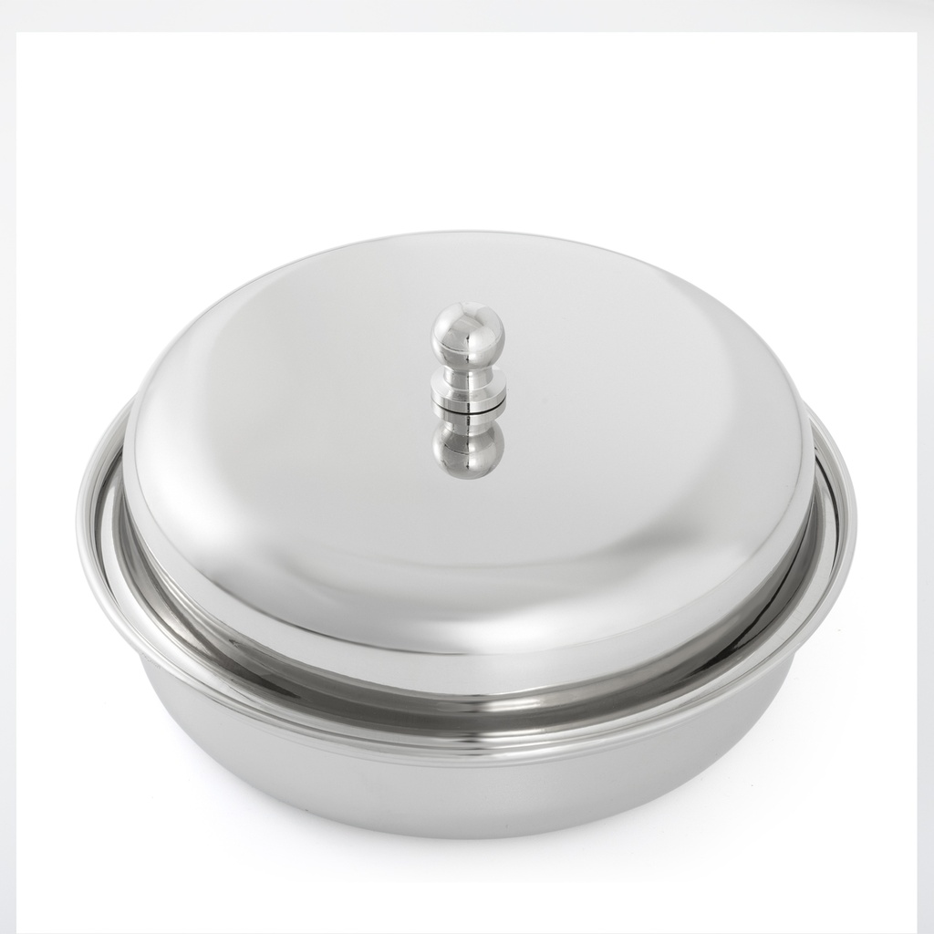 Steel Round Serving Dish with Lid - Large