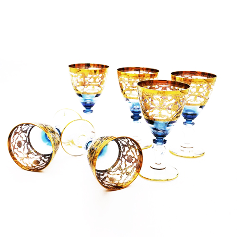 Sophia Juice Blue Gold Glass Set - 6pcs