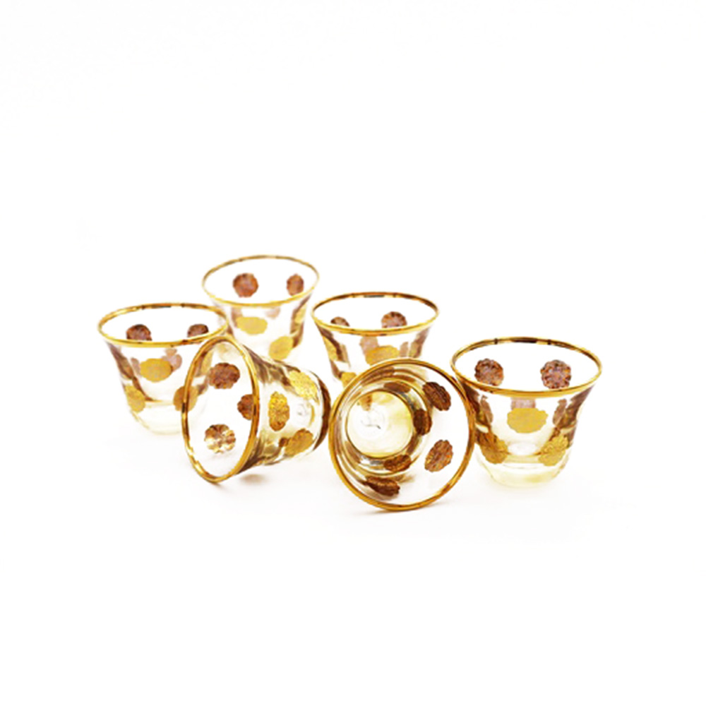Toscana 2 Amber Gold Arabic Coffee Set - 6pcs