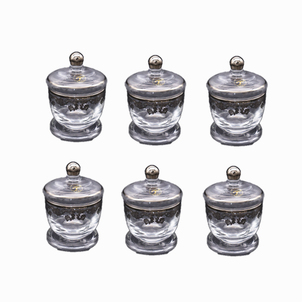 Sugar and Spice Bowl Set with Lid - Silver Pattern