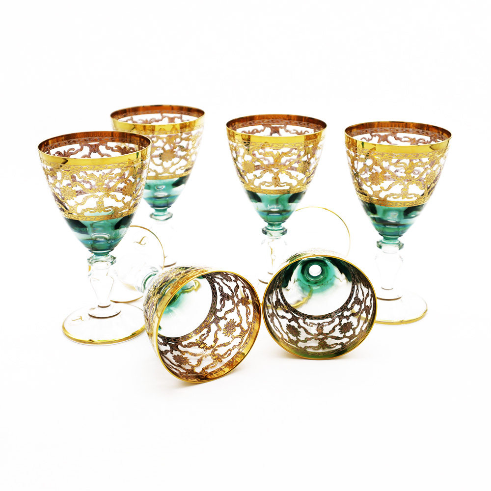 Sophia Juice Green Gold Glass Set - 6pcs