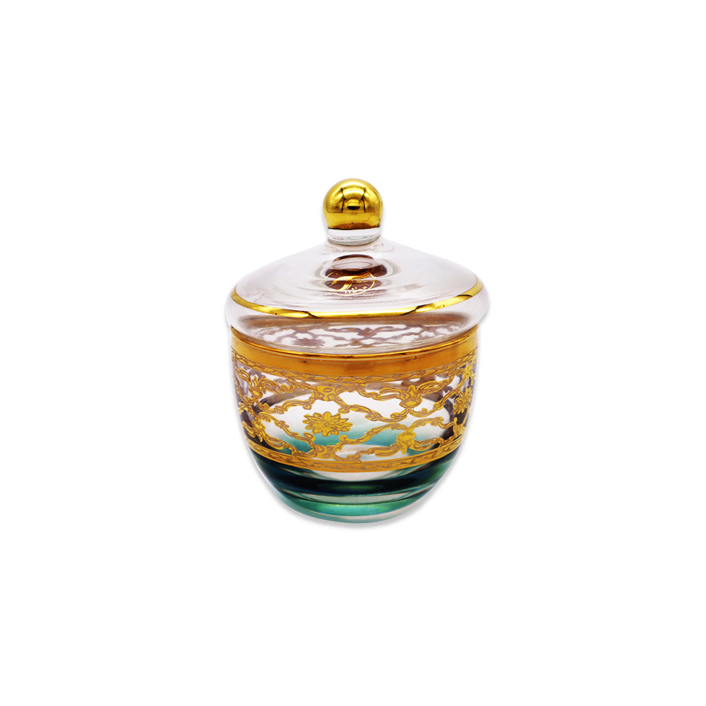 Gold Sugar Bowl with Green Base