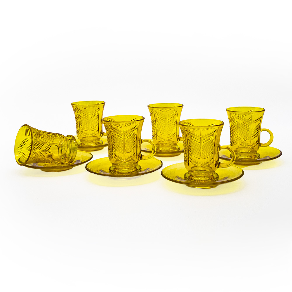 Light Amber Tea Cup Set - 12pcs