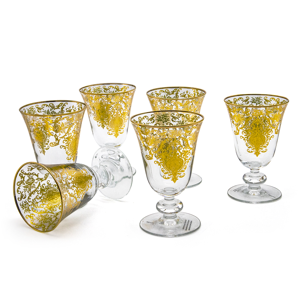طقم كؤؤس بنقوش ذهبي - 6 قطع