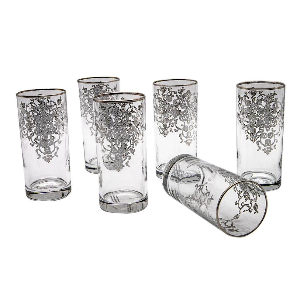 Silver Tumbler Glass Set - 6pcs