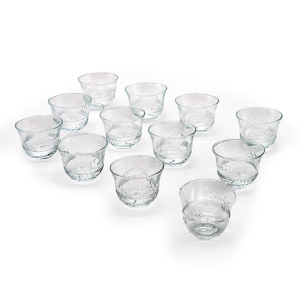 Glass Coffee Cup Set with Flowers Pattern - 6pcs