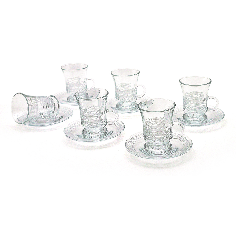 Frosted Glass Tea Cup Set - 6pcs