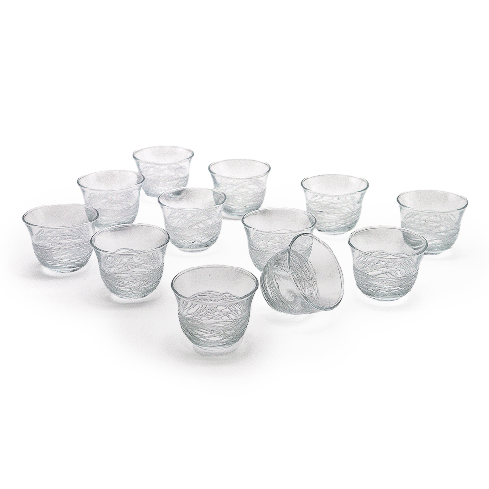 Frosted Glass Coffee Cup Lines Set - 6pcs