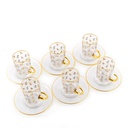 طقم فناجين شاي بنقوش فضي وذهبي - 6 قطعة