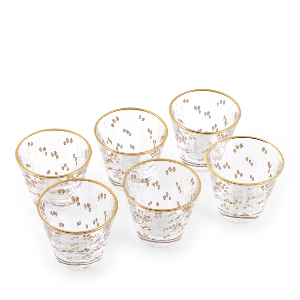 Gold Leaves Arabic Coffee Set - 6pcs