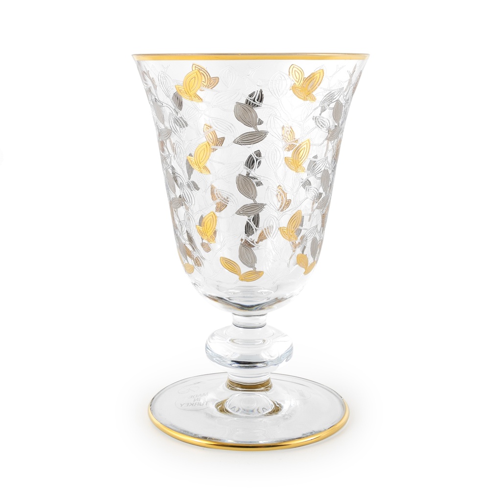 Gold/Silver Leaves Stemware Glass Set - 6pcs