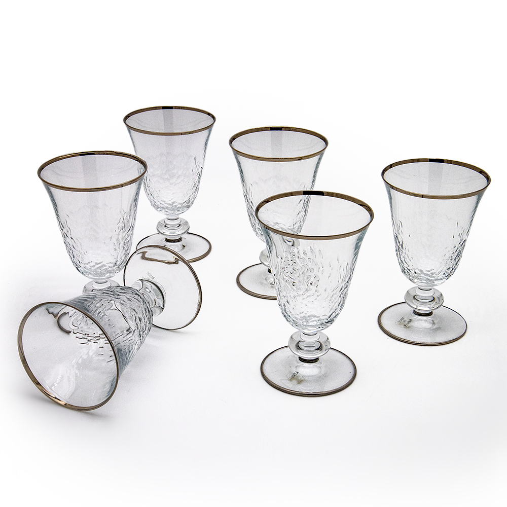 Platinum Rim Crystal Stemware Glass Set - 6pcs