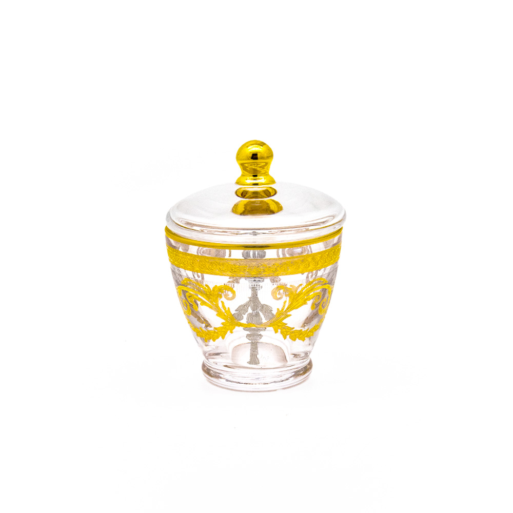 Handmade Lines Sugar Bowl - Platinum/Gold